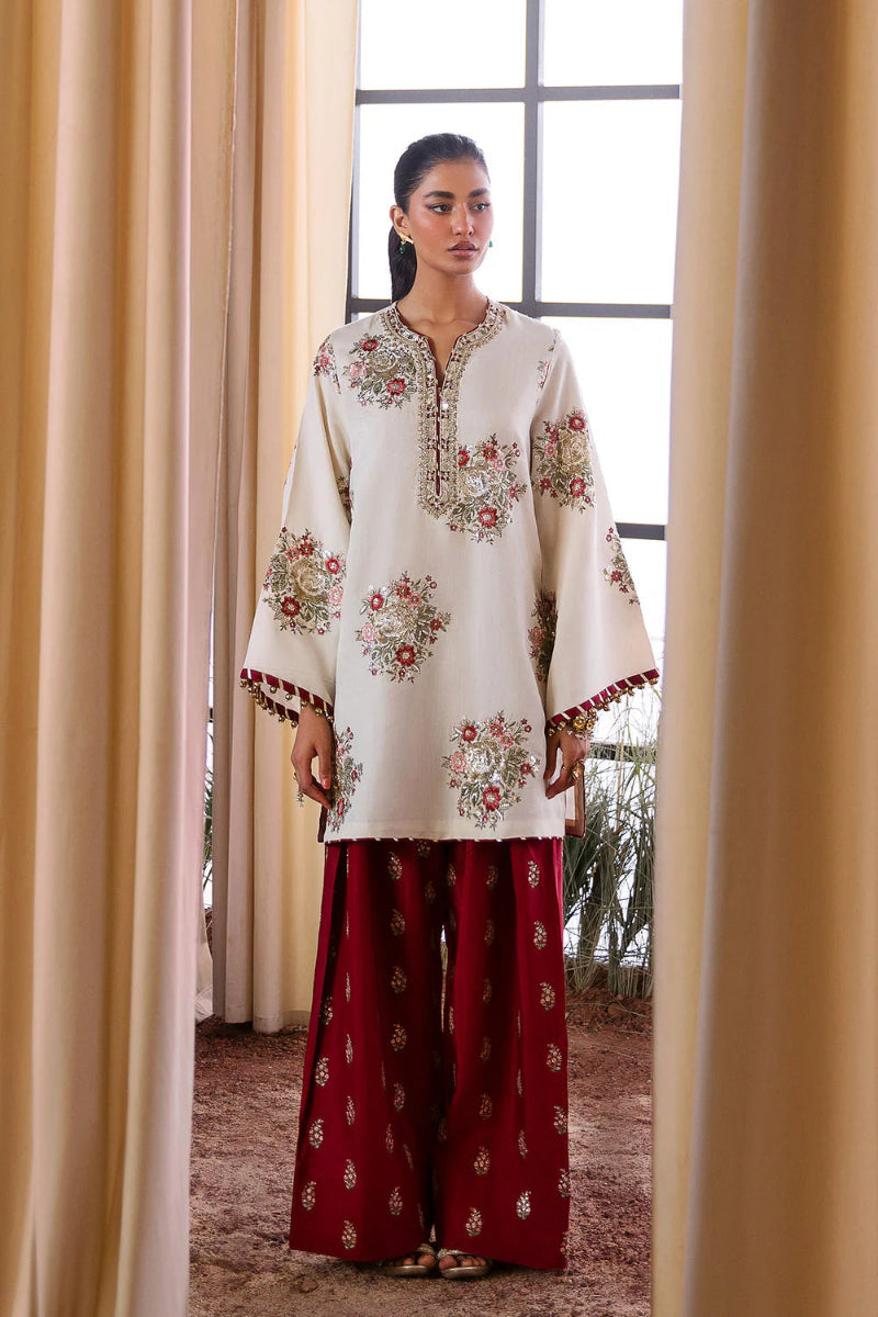 Ethnc Farshi Salwaar  Luxury Raw Silk 02 Peace Suit - Ready To Wear .