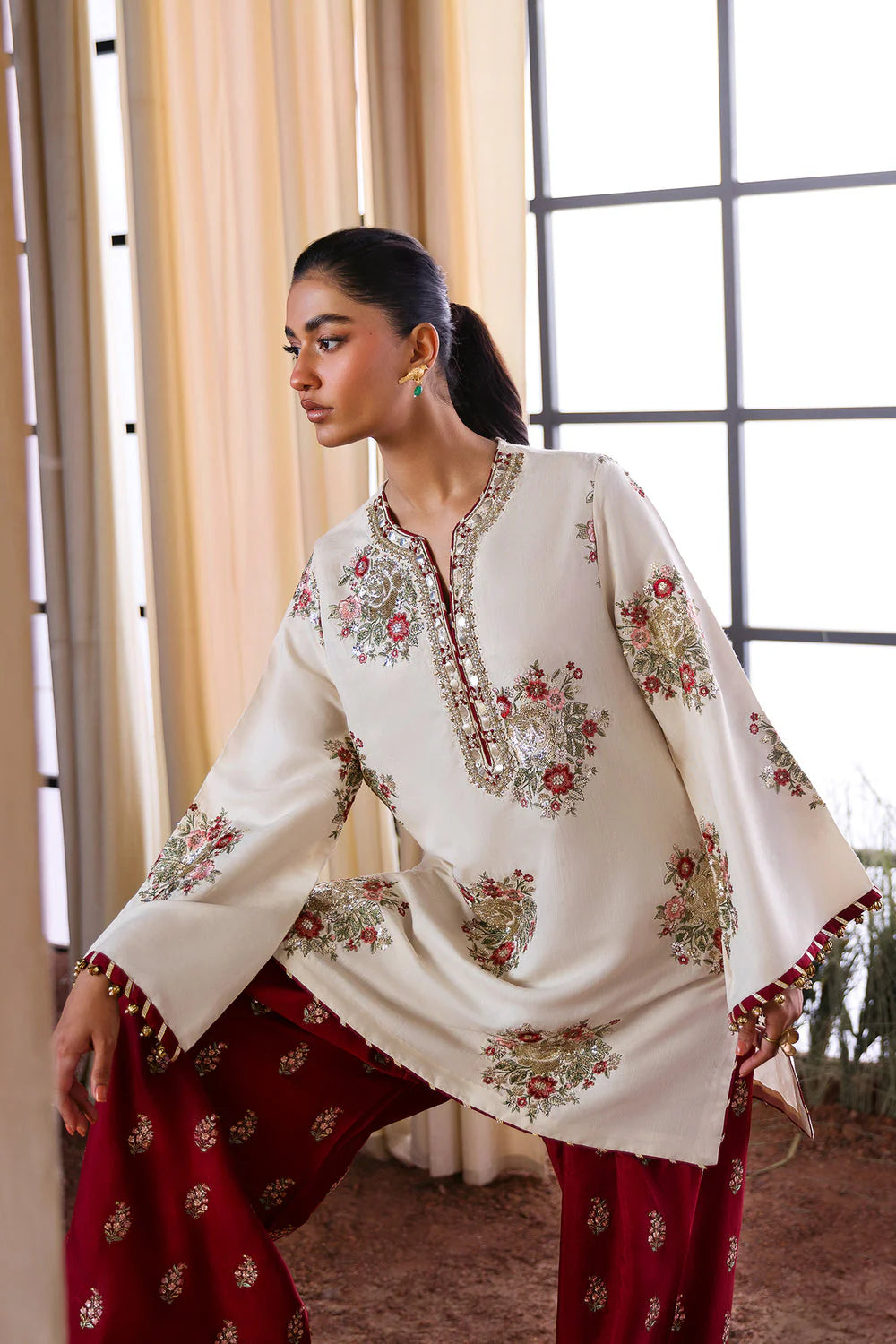 Ethnc Farshi Salwaar  Luxury Raw Silk 02 Peace Suit - Ready To Wear .