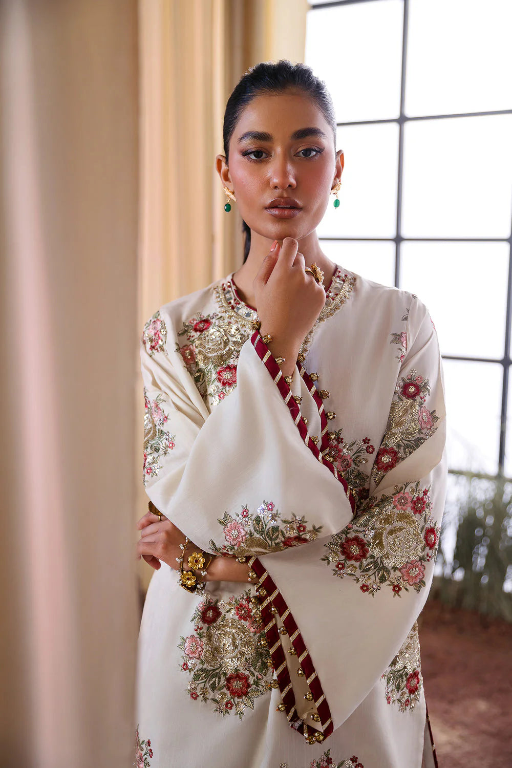 Ethnc Farshi Salwaar  Luxury Raw Silk 02 Peace Suit - Ready To Wear .