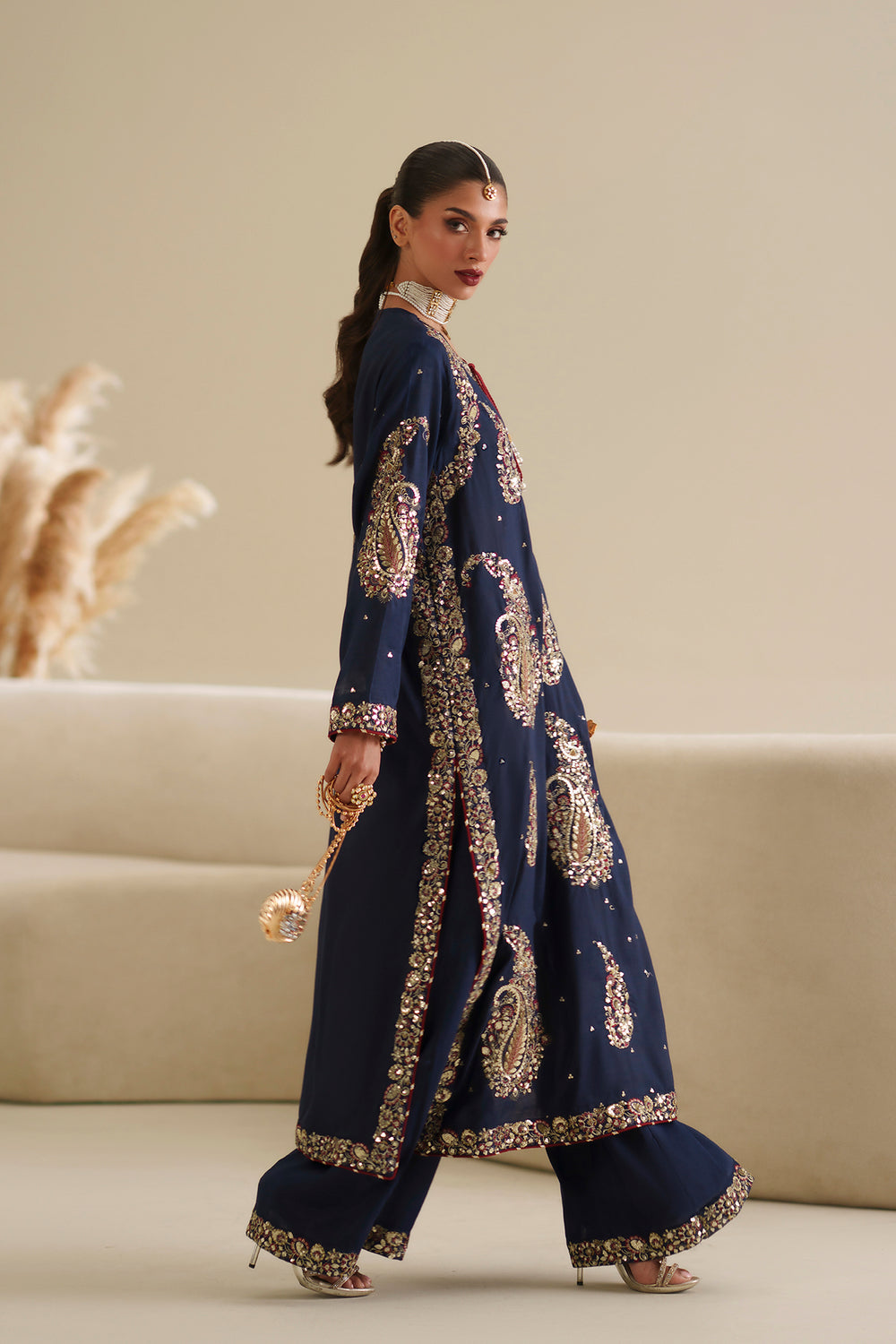 Ethnic Kaftan shamoz Silk Heavy Embroidered 03 Peace Suit -   Ready To Wear