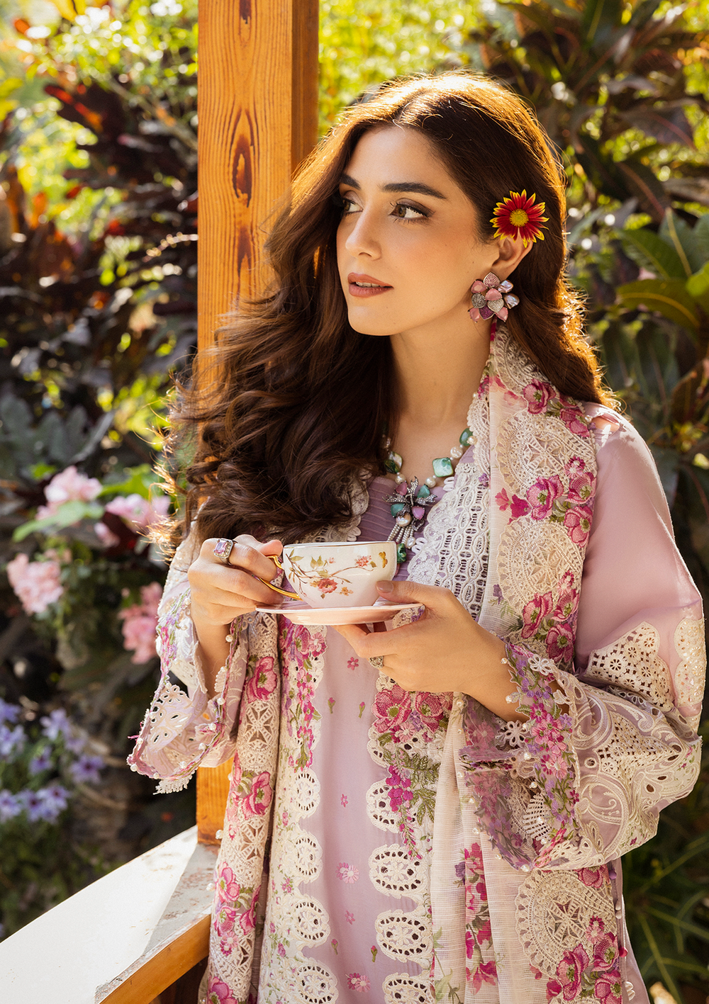 03-Piece ELAF Chickankari Cotton Suit with Digital Silk Dupatta