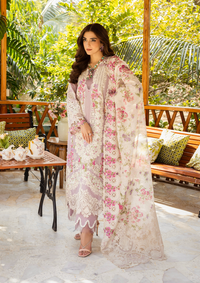 03-Piece ELAF Chickankari Cotton Suit with Digital Silk Dupatta