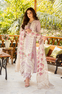 03-Piece ELAF Chickankari Cotton Suit with Digital Silk Dupatta