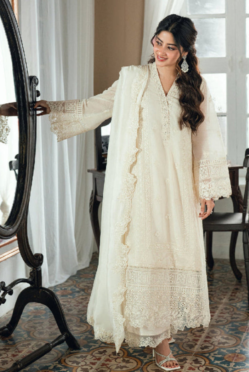 03-Piece Azure Luxury Chiffon Embroidered Suit -  Ready  To Wear