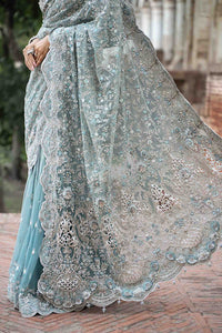 Ice Blue - Net Saree With Heavy Embroidery | Ready To Wear