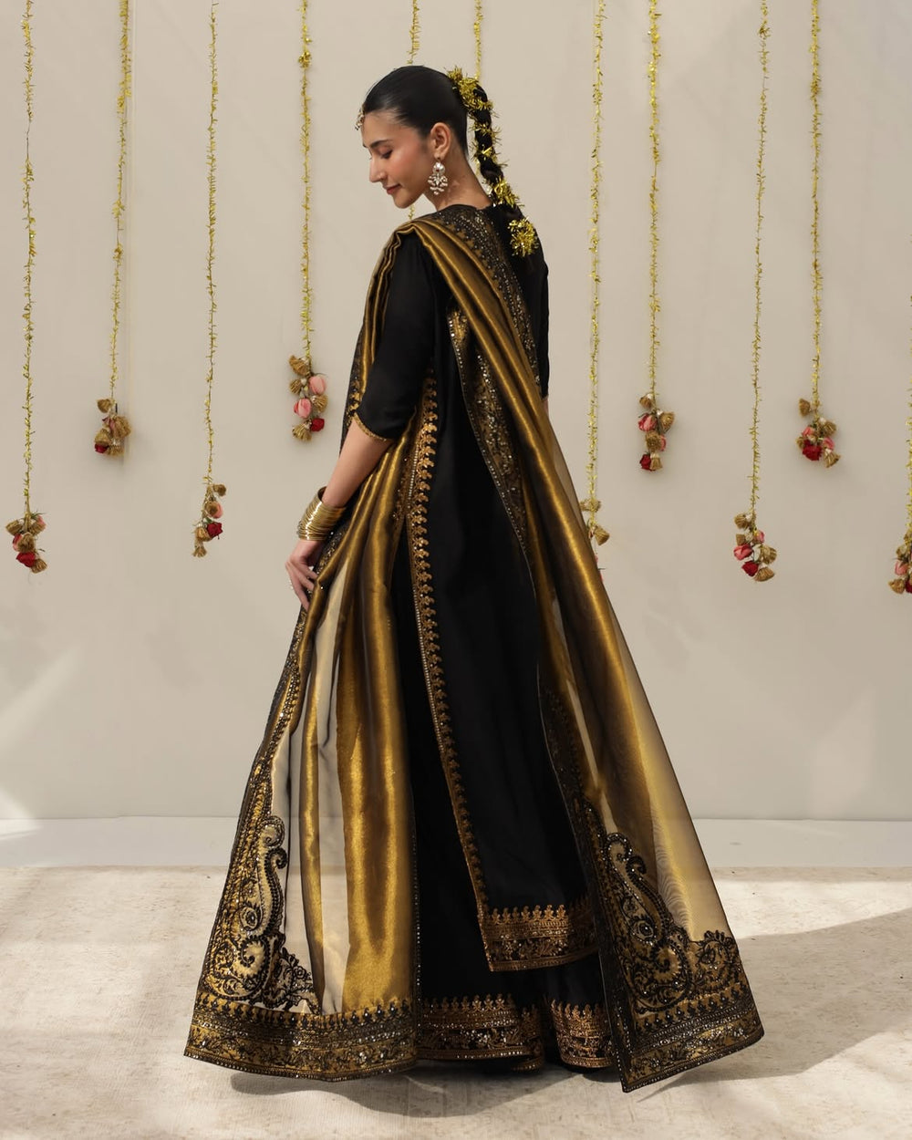 Maria B Luxury Silk Kaftan With Sheesha Silk Dupatta 03 Piece Suit- Ready To Wear
