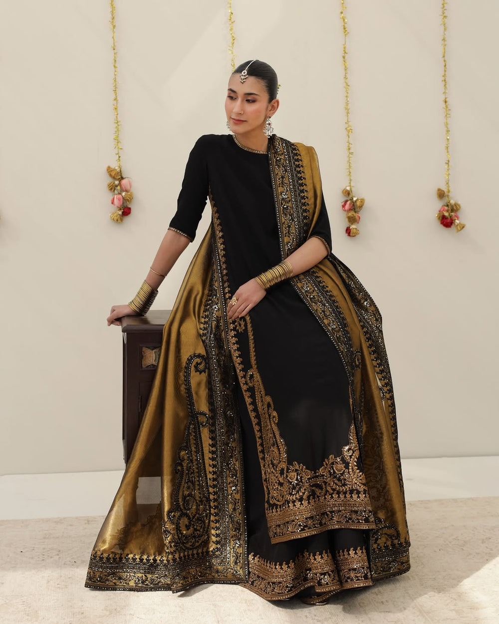Maria B Luxury Silk Kaftan With Sheesha Silk Dupatta 03 Piece Suit- Ready To Wear