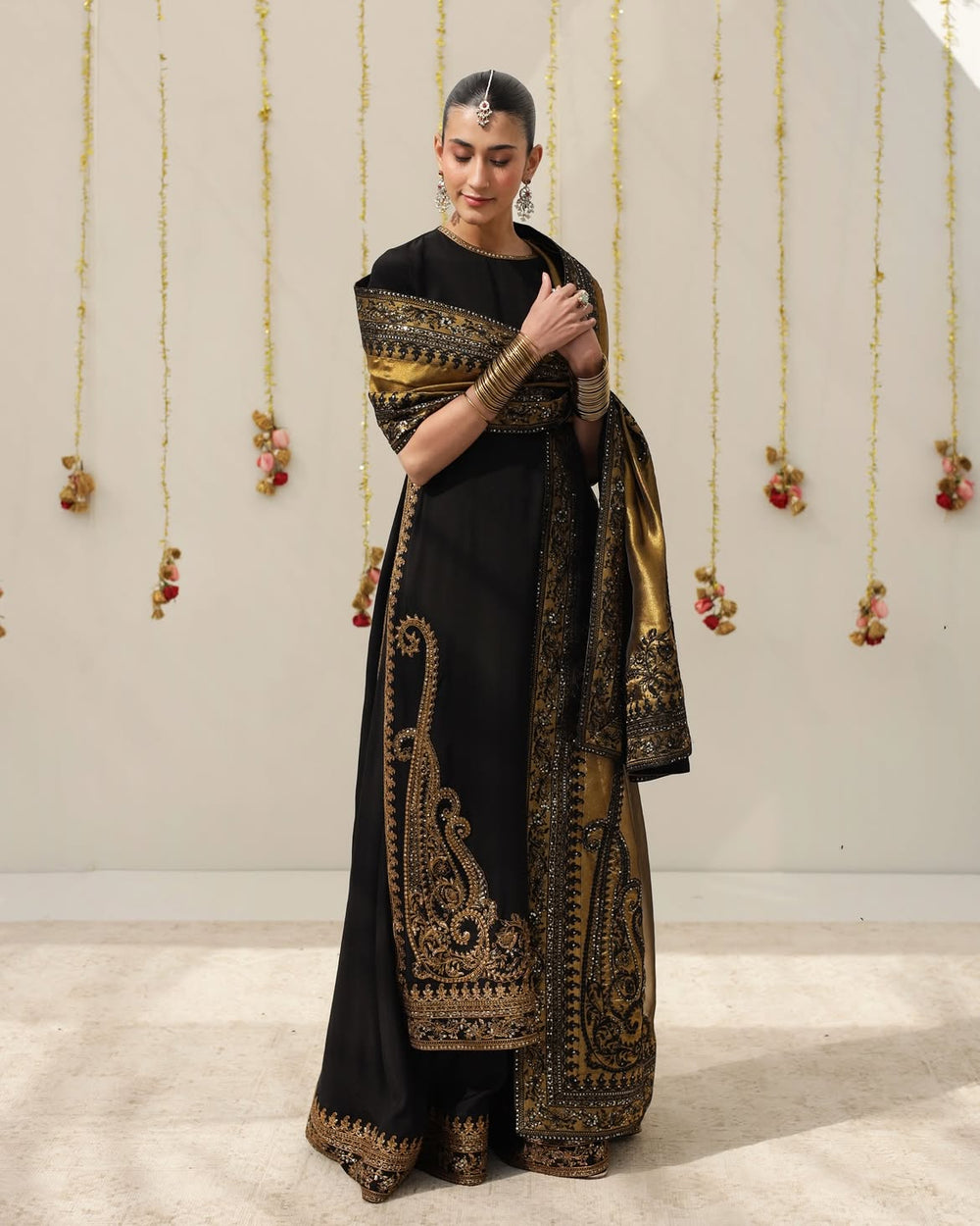 Maria B Luxury Silk Kaftan With Sheesha Silk Dupatta 03 Piece Suit- Ready To Wear