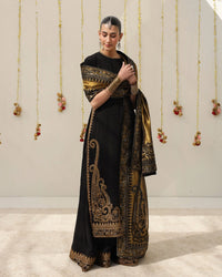 Maria B Luxury Silk Kaftan With Sheesha Silk Dupatta 03 Piece Suit- Ready To Wear