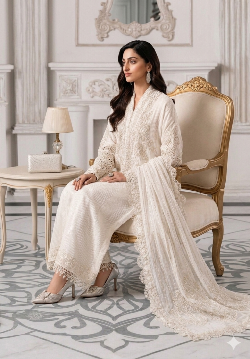 Maria B Luxury Chiffon Embroidery Collection 3 Piece Suit Ready To Wear