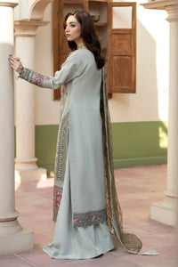 Mint Grey & Mauve Pink: Embroidered Organza Suit - Ready To Wear