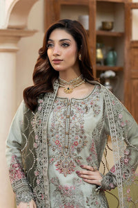 Mint Grey & Mauve Pink: Embroidered Organza Suit - Ready To Wear