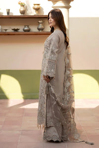Mushroom Grey: Heavy Embroidered Organza Suit  -  Ready To Wear