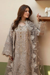 Mushroom Grey: Heavy Embroidered Organza Suit  -  Ready To Wear