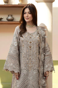 Mushroom Grey: Heavy Embroidered Organza Suit  -  Ready To Wear