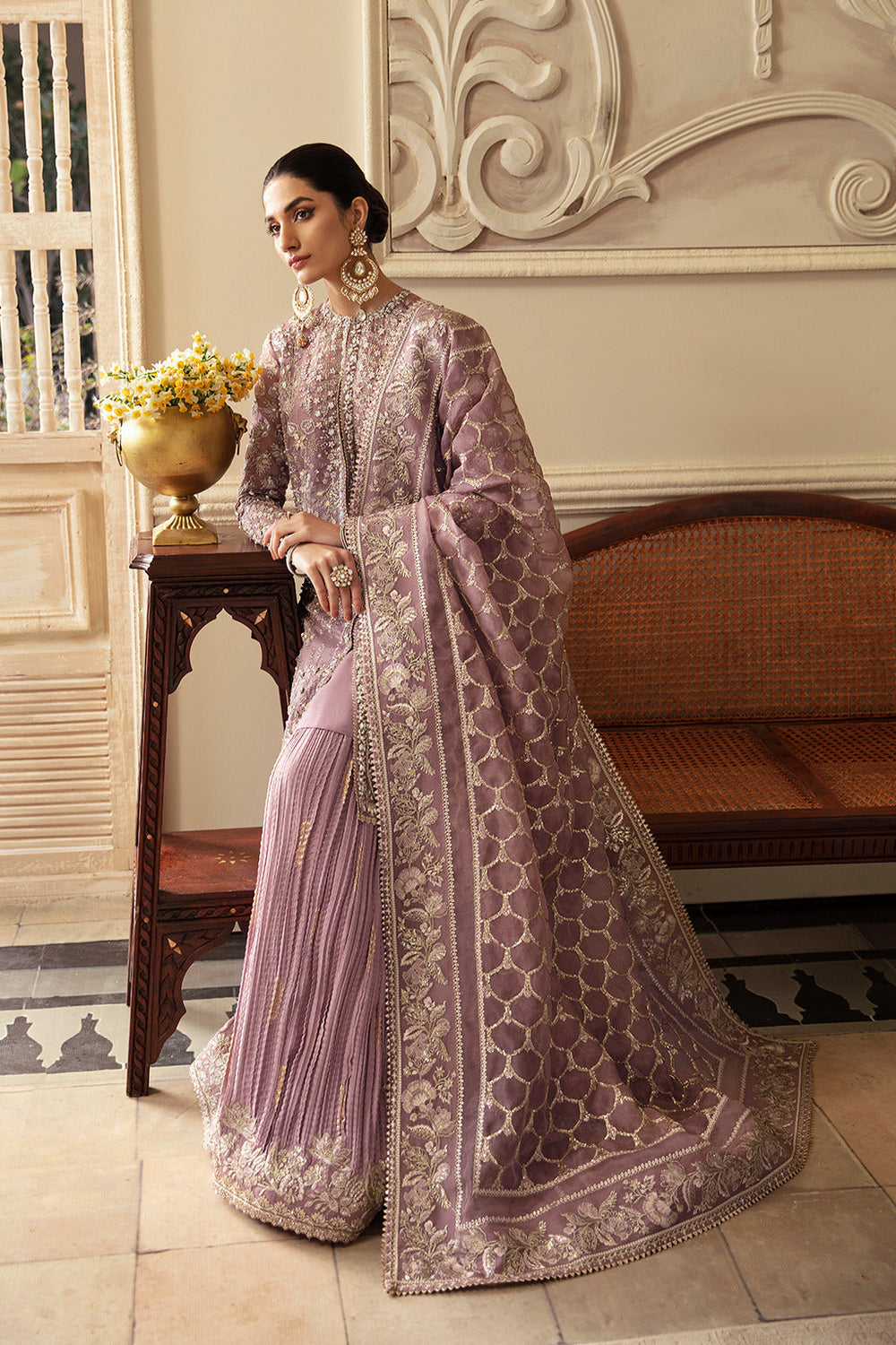 Soraya Sher Organza Heavy Embroidered 03 Peace Suit - Ready To Wear