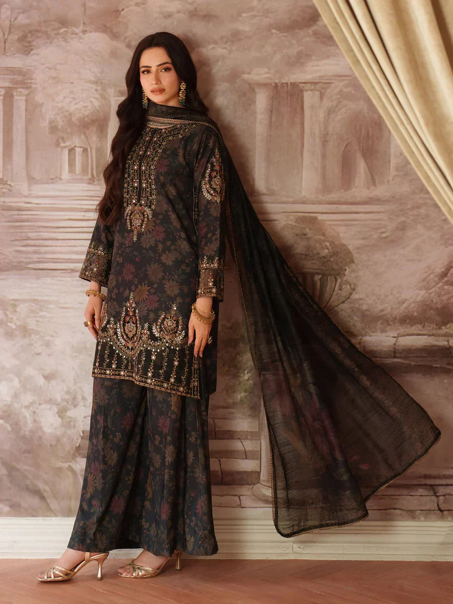 03-Piece Printed Lawn Suit With Heavy Embroidery - Ready To Wear