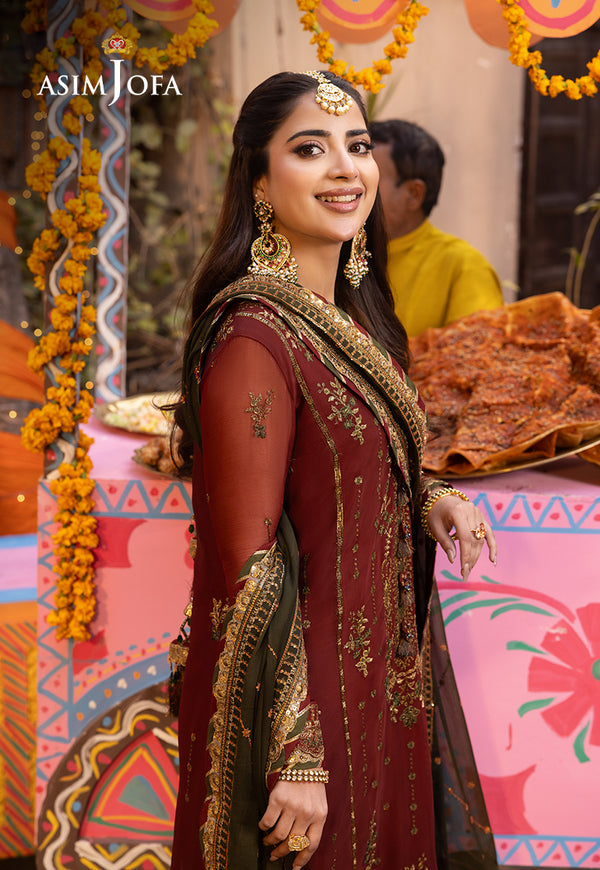 Asim Jofa Heavy Embroidered Ciffion 03 Piece Suit- Ready To Wear