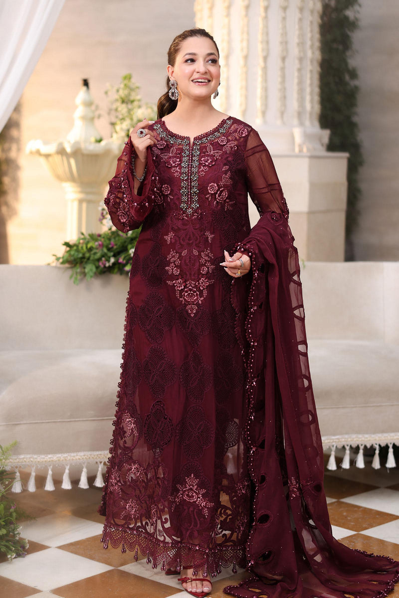 Maria B Luxury Heavy Embroidered Ciffion 03 Peace Suit - Ready To Wear