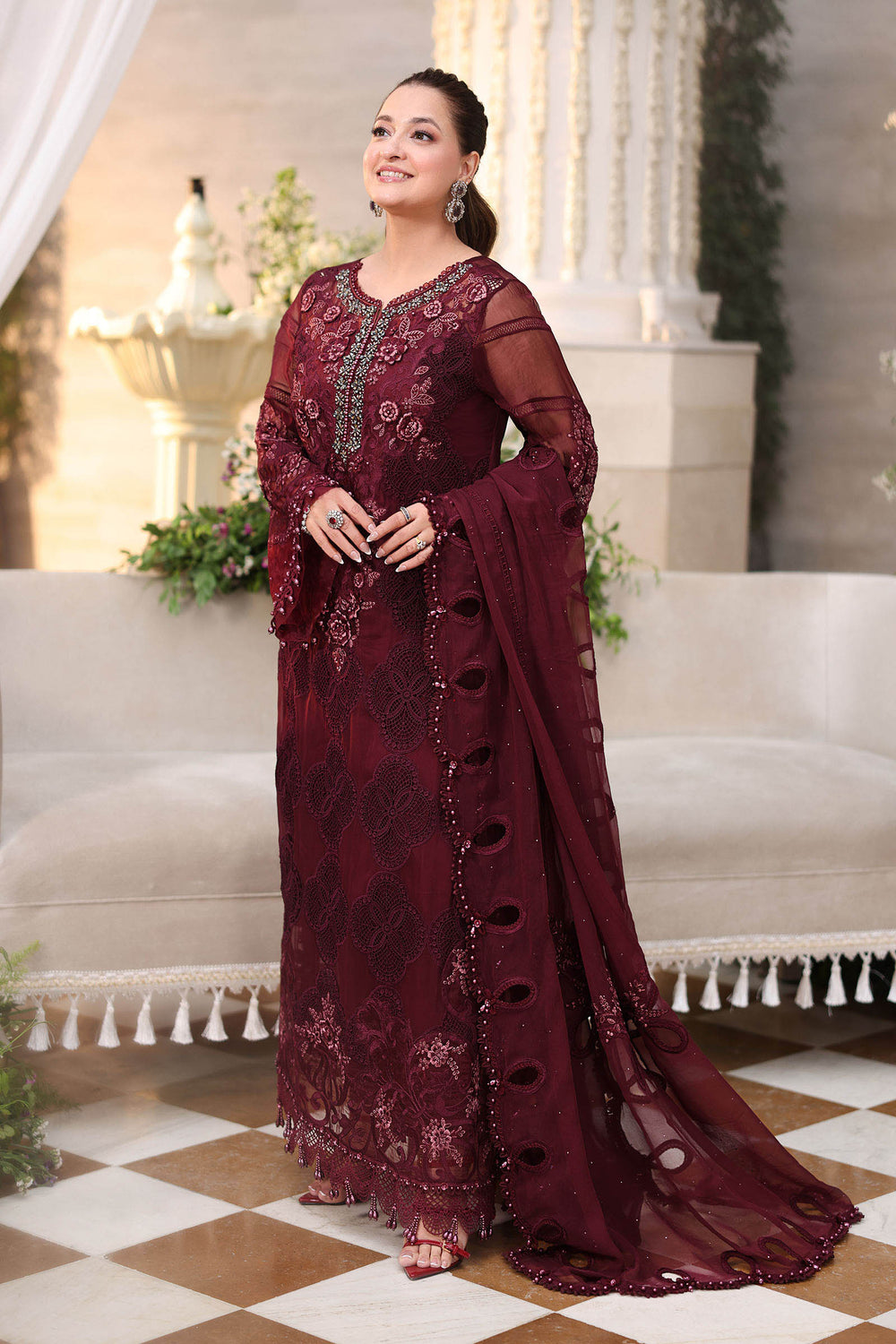 Maria B Luxury Heavy Embroidered Ciffion 03 Peace Suit - Ready To Wear
