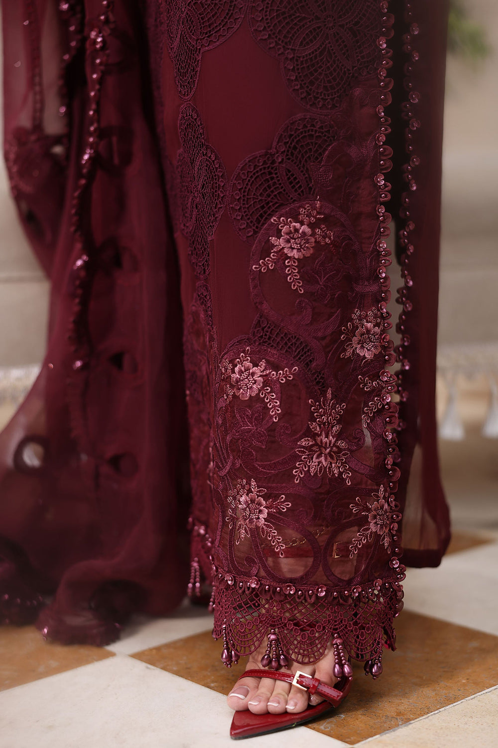 Maria B Luxury Heavy Embroidered Ciffion 03 Peace Suit - Ready To Wear