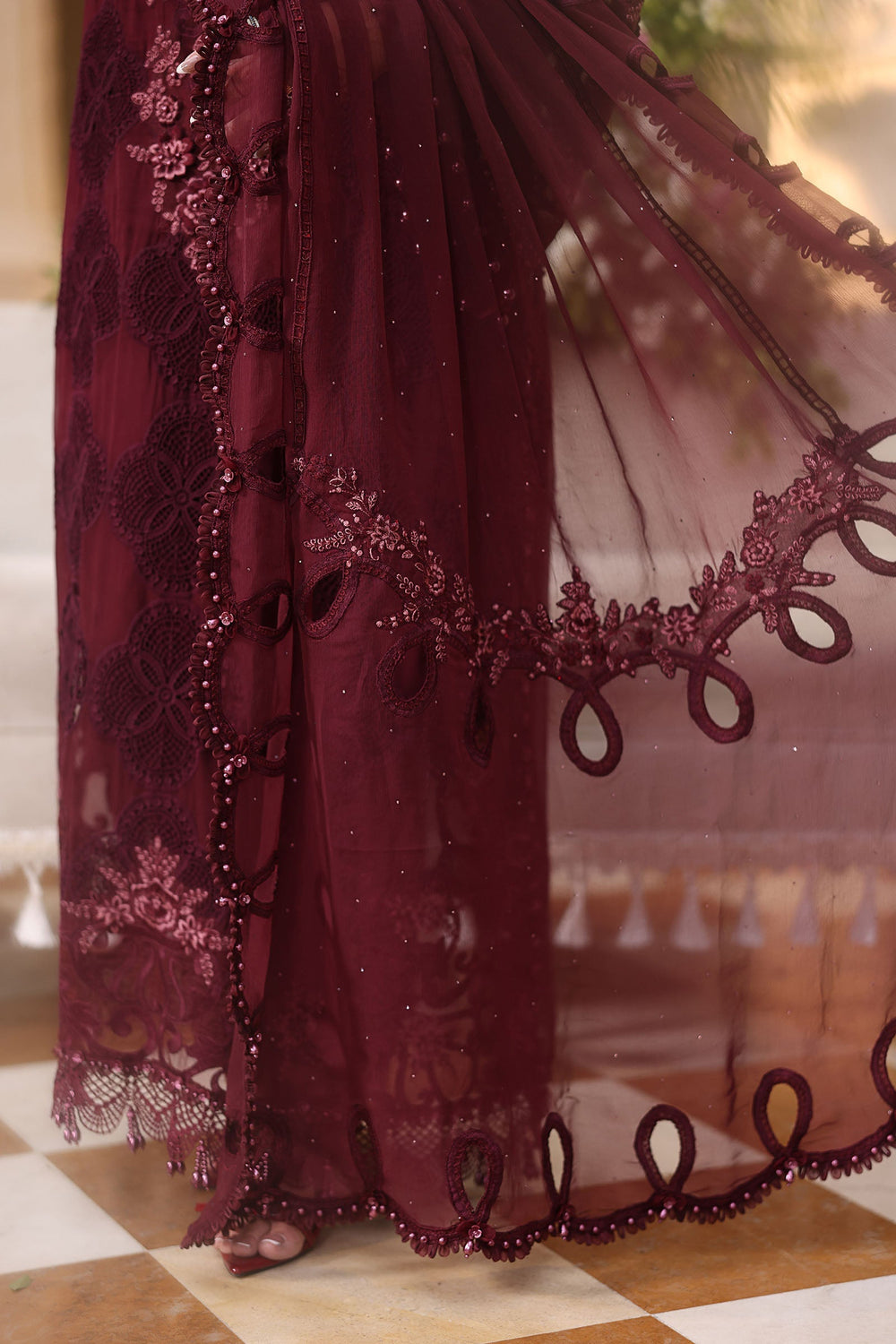 Maria B Luxury Heavy Embroidered Ciffion 03 Peace Suit - Ready To Wear