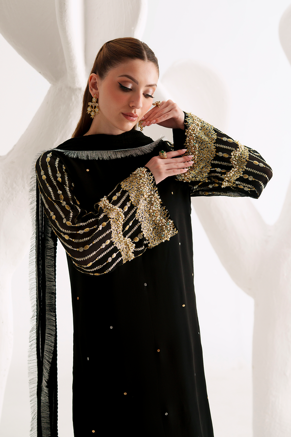 Amave Luxury Heavy Embroidered Ciffion 03 Peace Suit - Ready To Wear