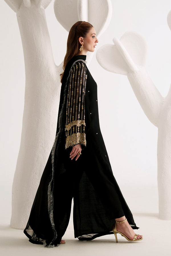 Amave Luxury Heavy Embroidered Ciffion 03 Peace Suit - Ready To Wear