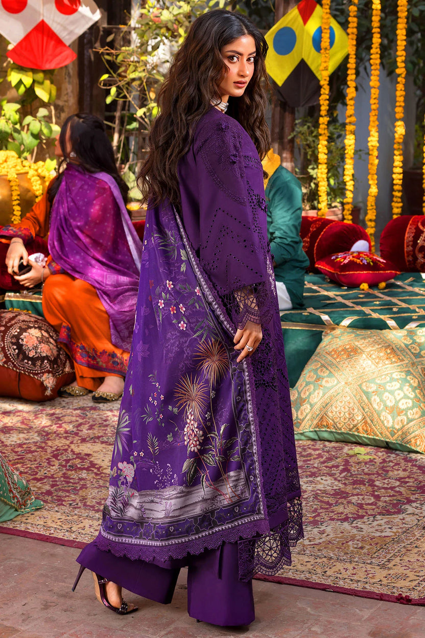 03-Piece Embroidered Cotton Suit With Printed Chiffon Dupatta -  Ready To Wear
