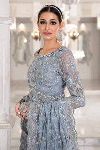 Maria B – Light Sky Blue Saree