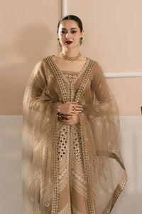 Mocha Brown: Heavy Embroidered Cotton Suit With Net Dupatta - Ready To Wear