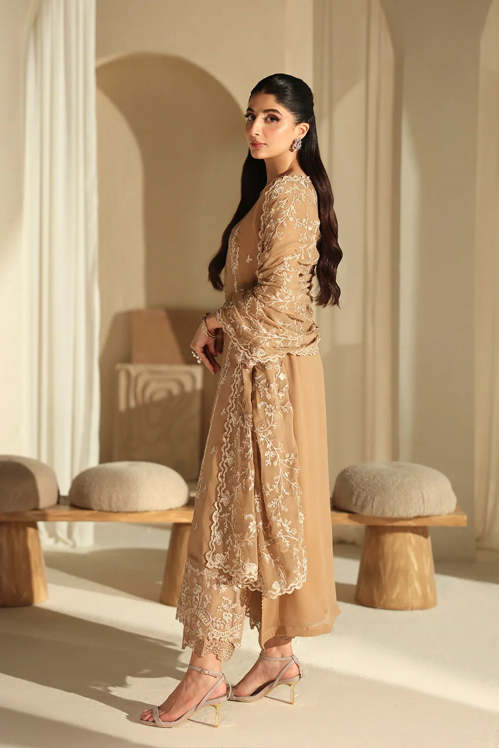 Azure Luxury Heavy Embroidered Ciffion 03 Piece Suit- Ready To Wear