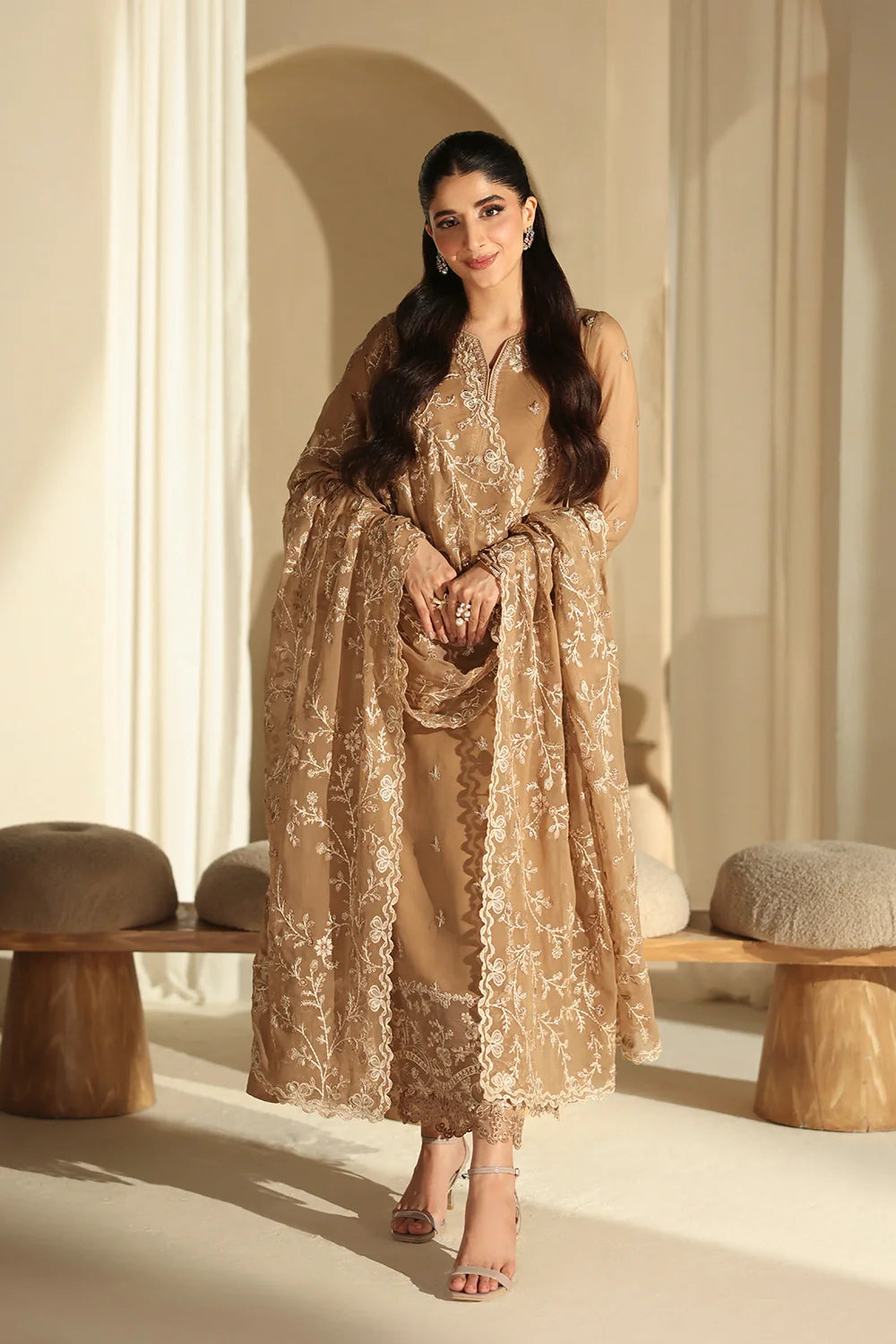 Azure Luxury Heavy Embroidered Ciffion 03 Piece Suit- Ready To Wear