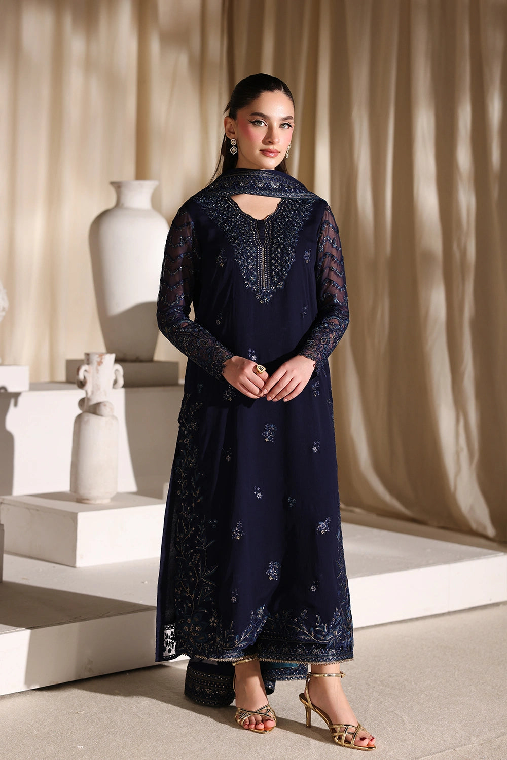 Azure Embroidered Chiffon 3 Piece Suit  Nova Night Ready To Wear