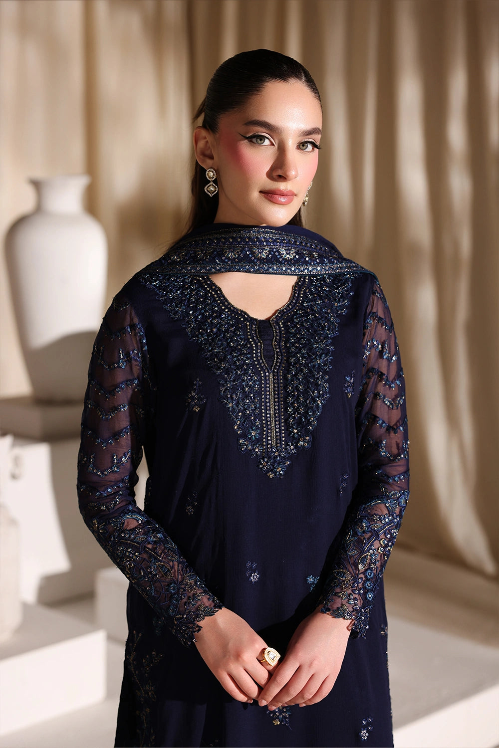 Azure Embroidered Chiffon 3 Piece Suit  Nova Night Ready To Wear