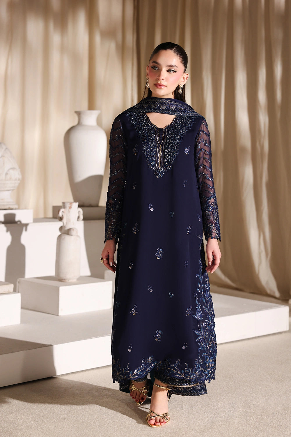 Azure Embroidered Chiffon 3 Piece Suit  Nova Night Ready To Wear
