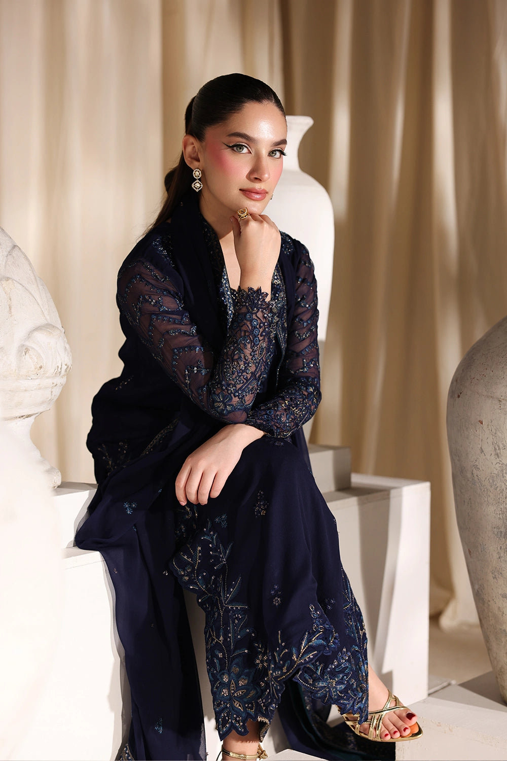 Azure Embroidered Chiffon 3 Piece Suit  Nova Night Ready To Wear