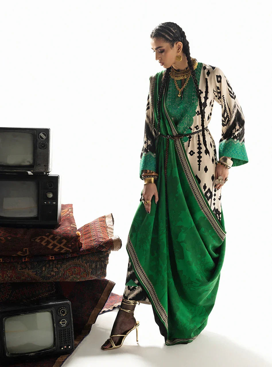 03-Piece Embroidered Print Lawn With Embroidered Chiffon Dupatta - Ready To Wear