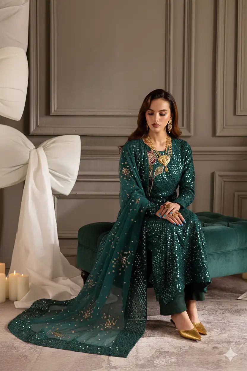 3 Piece  Embroidered Chiffon Suit - Ready To Wear