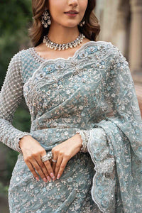 Ice Blue - Net Saree With Heavy Embroidery | Ready To Wear