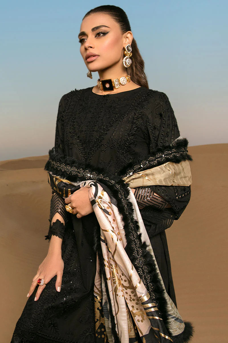 Midnight Desert  Embroidered Cotton Suit - Ready To Wear