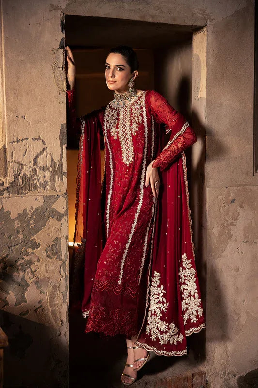 Maroon Sequence Chiffon Formal Suit | Ready To Wear