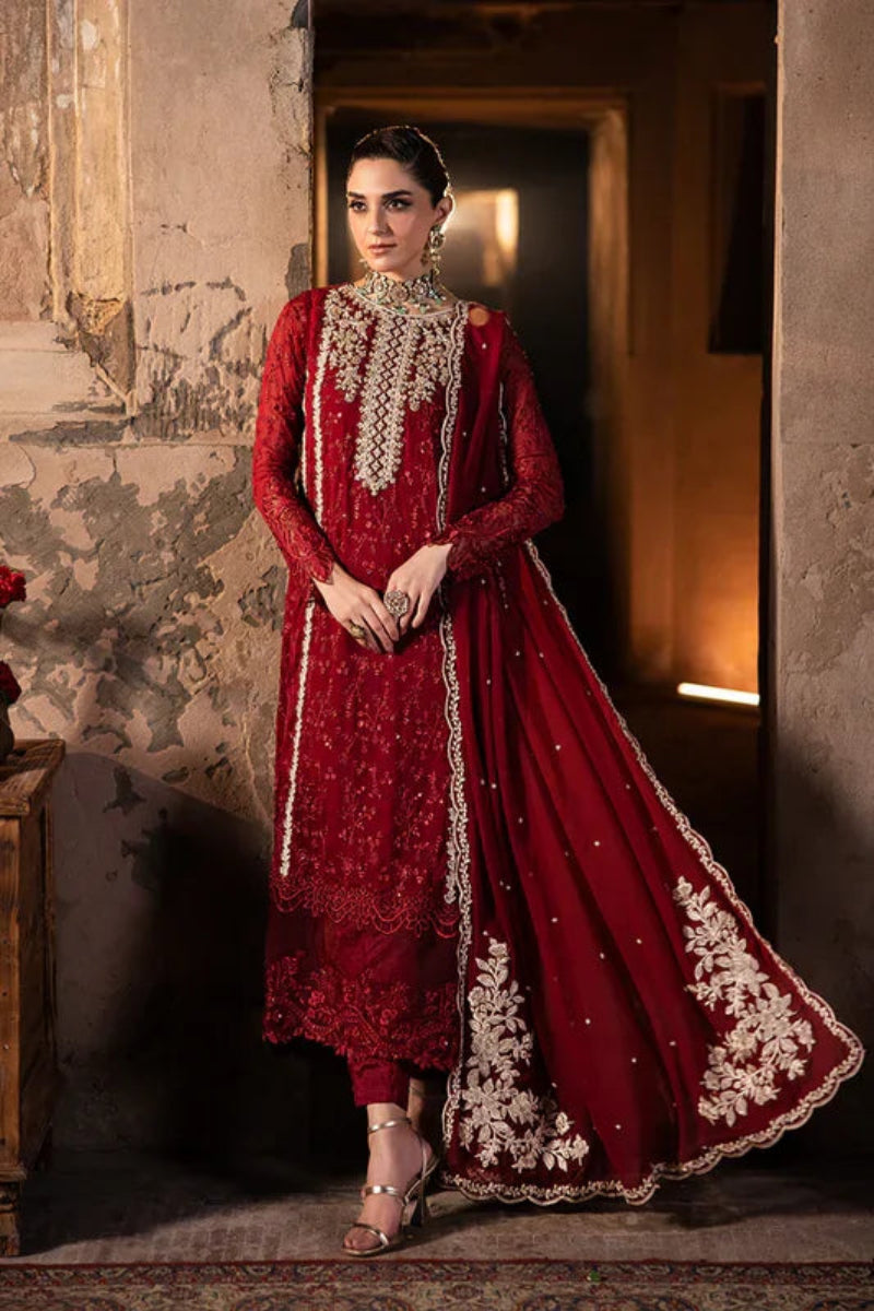 Maroon Sequence Chiffon Formal Suit | Ready To Wear