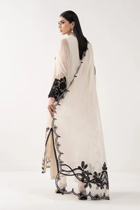 Cream Ivory Chiffon Suit With Jet Black Embroidery - Ready To Wear