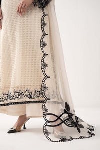 Cream Ivory Chiffon Suit With Jet Black Embroidery - Ready To Wear