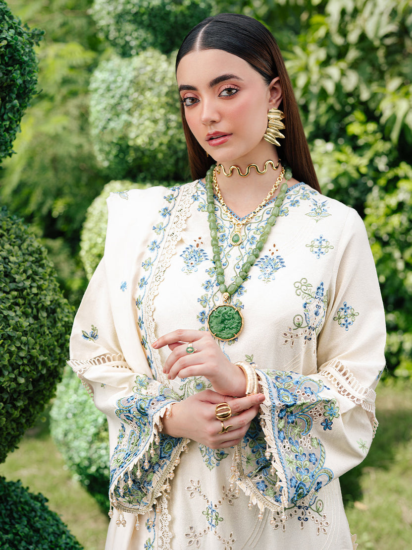 03 - Peace Heavy Embroidered Cotton Chikankari Suit Ready To Wear