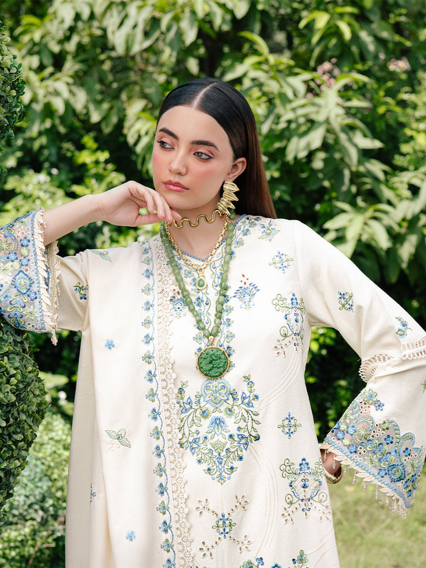 03 - Peace Heavy Embroidered Cotton Chikankari Suit Ready To Wear
