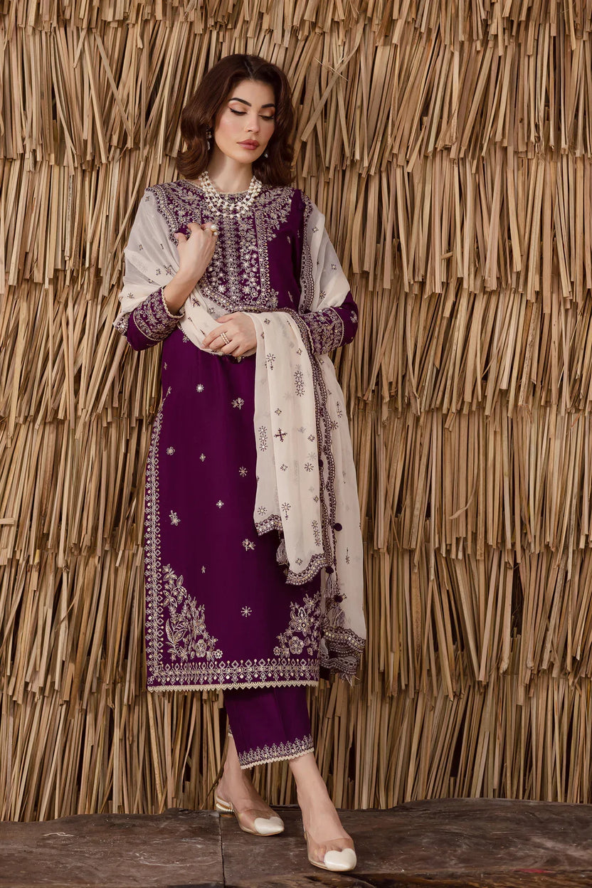 03-Piece Chiffon Suit With Embroidery - Ready To Wear