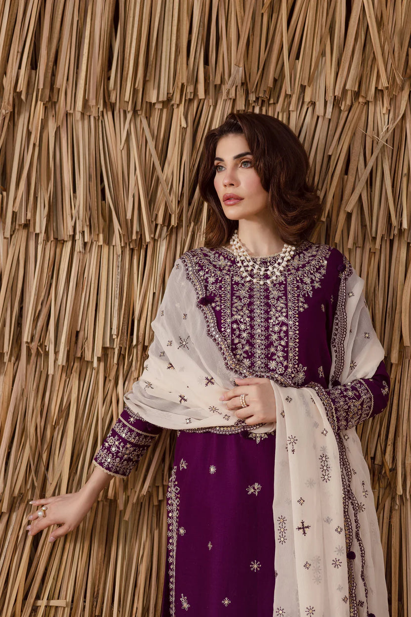 03-Piece Chiffon Suit With Embroidery - Ready To Wear