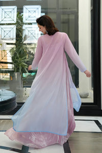 Lilac & Ice Blue Ombre - 3-Piece Chiffon Suit | Ready To Wear